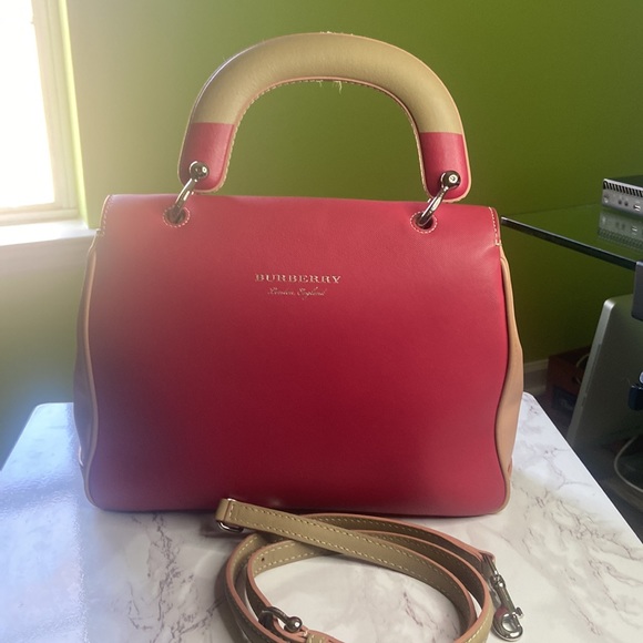 🇬🇧✨BURBERRY✨TRENCH CALFSKIN PINK CROSSBODY/TOP HANDLE✨with COA - Picture 7 of 17